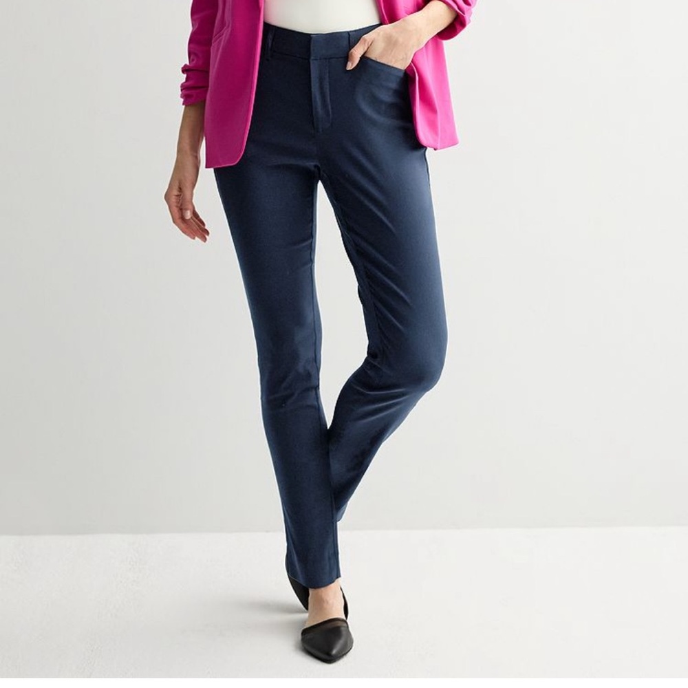 NWT Nine West Slim Ankle High Rise Navy Blue Dress Pants
